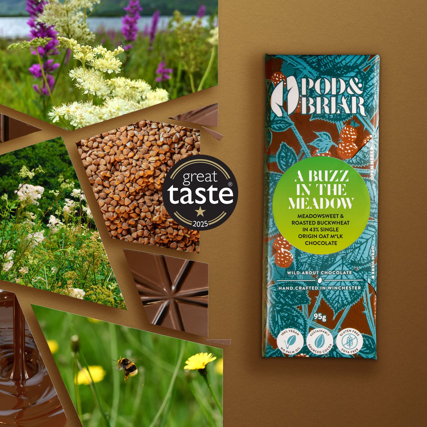 Meadowsweet & Roasted Buckwheat oat m*lk chocolate bar 95g