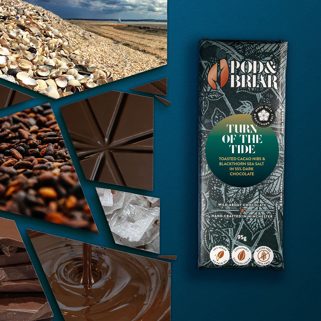 Toasted cacao nibs & sea salt dark chocolate bar 95g